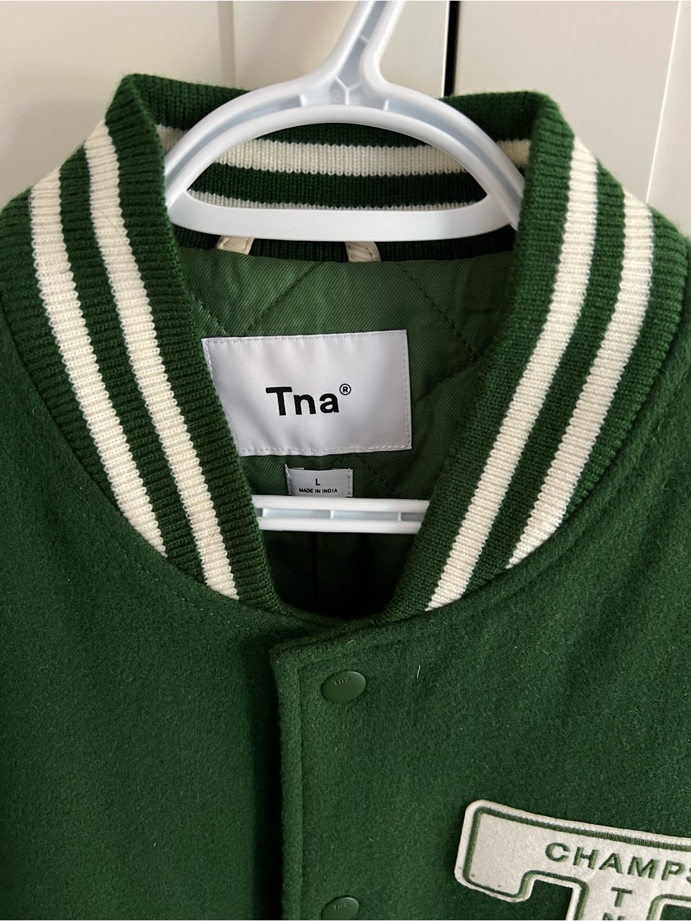 NWT Aritzia Green and Cream Varsity Jacket - Picture 2 of 6